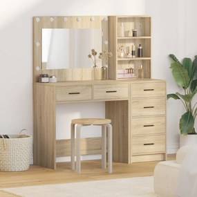 Set di toeletta da 2 pezzi con led in rovere sonoma in legno ingegnerizzato