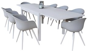 JERRI - set tavolo in alluminio cm 135/270 x 90 x 75 h con 8 Poltrone Dynamo