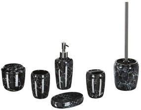 Set accessori bagno vetro nero e bianco PALMILLA Beliani