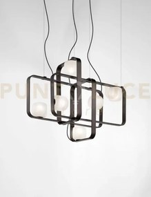 Groove sospensione 4 bianco sfumato antracite 6 luci attacco e14