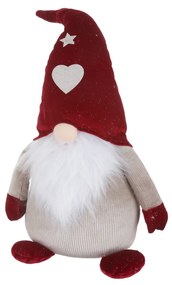 Gnomo Natale fermaporta 75 cm cappello rosso cuore