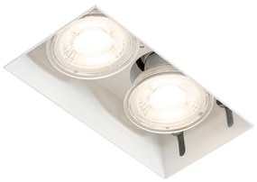Set di 6 faretti incasso bianchi GU10 50mm 2 luci senza cornice - Oneon