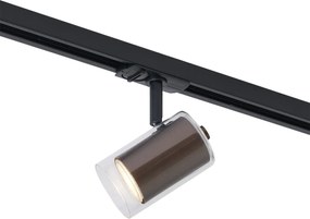 Faretto moderno bronzo scuro con vetro trasparente per sistema a binario monofase - Iconic Lloyd