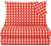 Completo letto matrimoniale quadretti corallo