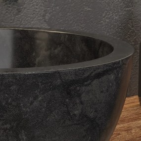 Lavabo bagno design a ciotola in marmo nero 40cm | Litos-LN40 - KAMALU