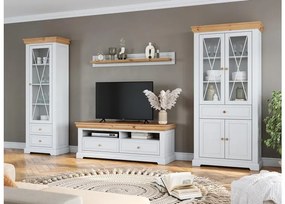 Vetrina legno massello pino due ante bianca naturale shabby