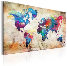 Quadro World Map  Urban Style  Colore Beige, Dimensioni e Misure 120x80