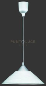 Diego sospensione in vetro cono righe bianco d.30cm 1 luce attacco e27