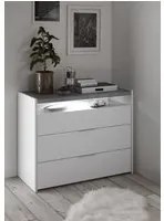 Com moderno 3 cassetti, finitura Bianco opaco e Beton. Guide ammortizzate ZLCCOMFULB