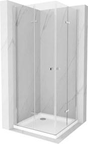 Mexen Lima Duo cabina doccia pieghevole 90 x 90 cm, trasparente, cromo + piatto Flat - 856-090-090-01-02-4010