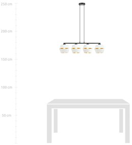 Sospensione Contemporanea 4 Luci Piano In Metallo Bianco E Oro