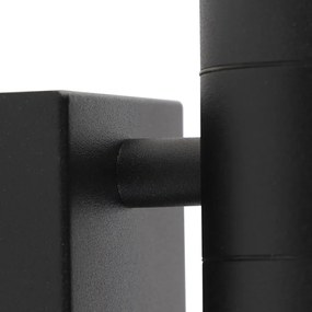 Lampada da parete per esterni nera a 2 luci con sensore di movimento IP44 - Duo