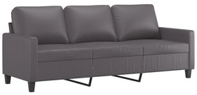 Set di divani 3 pz con cuscini grigio in similpelle