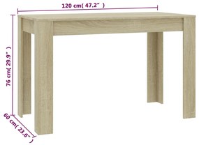 Tavolo da Pranzo Rovere Sonoma 120x60x76cm in Legno Multistrato