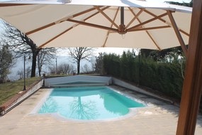 Ombrellone da Giardino Decentrato 3x3m in Legno Telo in Acrilico Danieli San Francisco Ecrù...