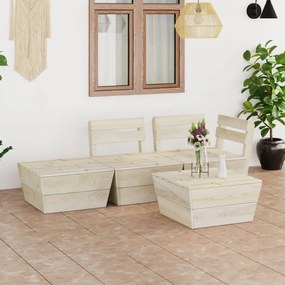 Set divani da giardino su pallet 4 pz in legno abete impregnato