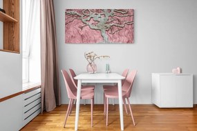 Quadro su tela – Albero astratto su legno con contrasto rosa