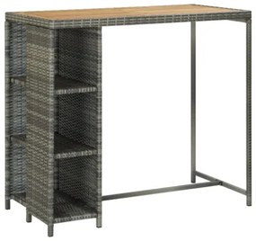 Set da Bar da Giardino 5 pz con Cuscini in Polyrattan Grigio