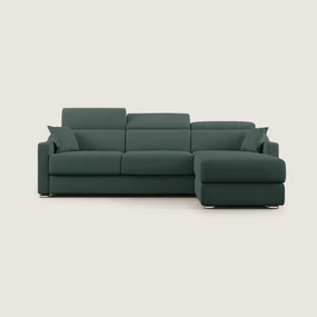 Amber divano letto angolare in tessuto smacchiabile T05 verde 273 cm destro (mat. 140x197)