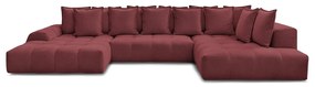 Divano angolare burgundy allungabile e con contenitore (penisola a destra/a U) con rivestimento in ciniglia Everest – Bobochic Paris