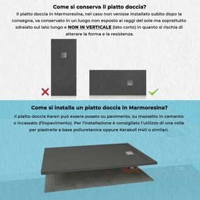 Piatto doccia filo pavimento Karen 80x150 resina pietra antracite