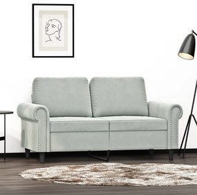Divano A 2 Posti Grigio Chiaro 120 Cm İn Velluto /