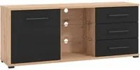 porta tv un anta tre cassetti moderno minimal in legno cm 161,5 x 40 x 65 h - ELLI Colore: Antracite