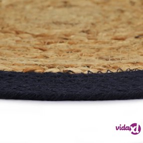 vidaXL Tovagliette 4 pz Naturale e Blu Marino 38 cm in Juta e Cotone