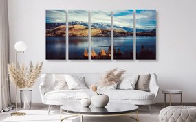 Quadri 5 pezzi – Tramonto sul lago