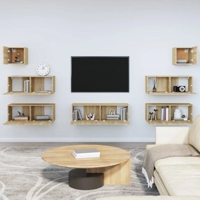 Set di mobili porta tv 7 pz rovere sonoma in legno multistrato