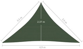 Vela Parasole 160 g/m² Verde Scuro 3,5x3,5x4,9 m in HDPE