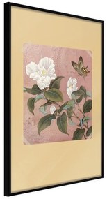 Poster  Rhododendron and Butterfly  Cornice Quadri Cornice nera, Larghezza x Altezza Home decor 40x60