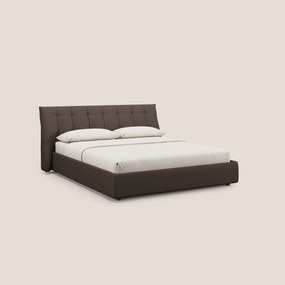 Clizia letto imbottito di design con vano contenitore in ecopelle impermeabile T04 marrone