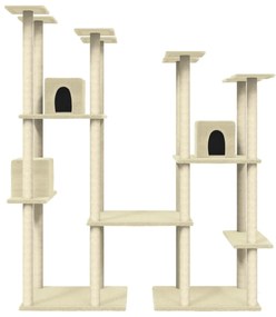 Albero per gatti con tiragraffi in sisal crema 174 cm