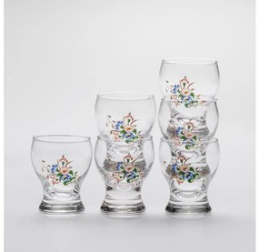 Set 6x bicchiere da liquore limpido - motivo floreale n3