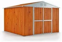 Deposito attrezzi box acciaio capanno lamiera zincata 327x269cm x h 215cm - 132 kg - 8,80mq LEGNO