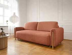 Divano color terracotta allungabile/con contenitore e rivestimento in bouclé 244 cm Arcadova – ELTAP