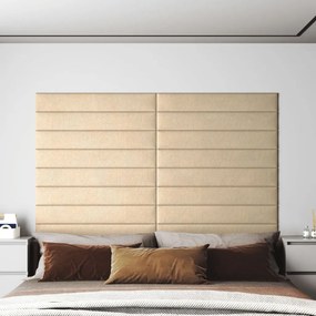 Pannelli Murali 12 Pz Crema 90x15 Cm Tessuto 1,62 M² /
