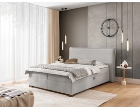 Letto boxspring grigio chiaro con contenitore 200x200 cm Lysa – Ropez
