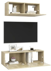 Set di mobili porta tv 2 pz rovere sonoma in legno multistrato