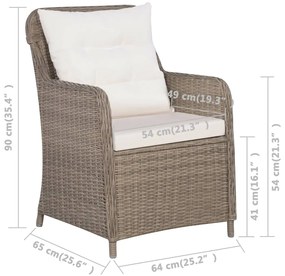 Set da Pranzo da Giardino 9 pz con Cuscini Polyrattan Marrone