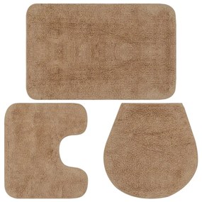 Set Tappetini Per Bagno 3 Pz İn Tessuto Beige /