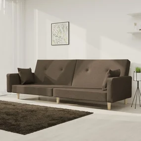Divano Letto A 2 Posti Con 2 Cuscini Tortora İn Tessuto /