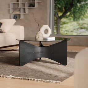 Tavolino rotondo nero con piano in vetro 87x87 cm Madera - Umbra