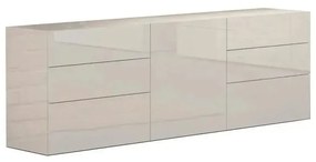 Credenza Moderna con 1 Anta e 6 Cassetti METIS Bianco Lucido