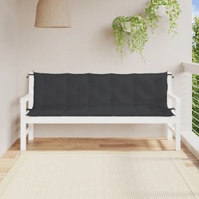 Cuscini Panca Da Giardino 2pz Neri 180x50x7cm Tessuto Oxford /