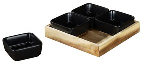Set di 4 ciotole da portata in ceramica nera con vassoio Elo - Wenko