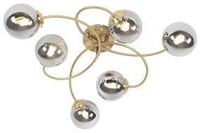 Plafoniera moderna oro 6 luci vetro fumé - Athenas