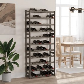 Portabottiglie per 77 bottiglie grigio legno massello di pino