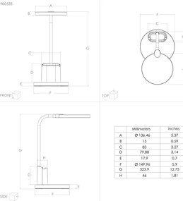 Eglo 900528 - Lampada da tavolo LED dimmerabile BROLINI LED/2,1W/5V 1500 mAh nero